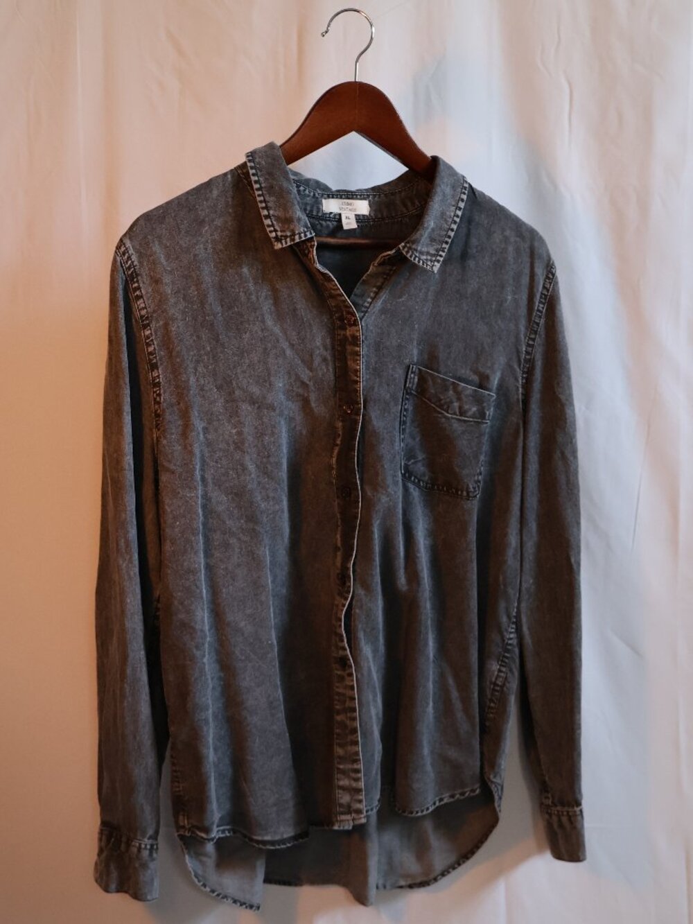 Como Vintage Gray Washed Button Front Shirt, Size XL